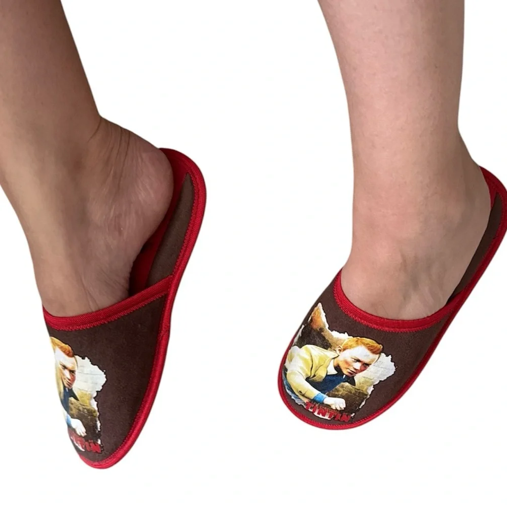 Tintin Brown & Red Women Slip-On Slippers women size 35